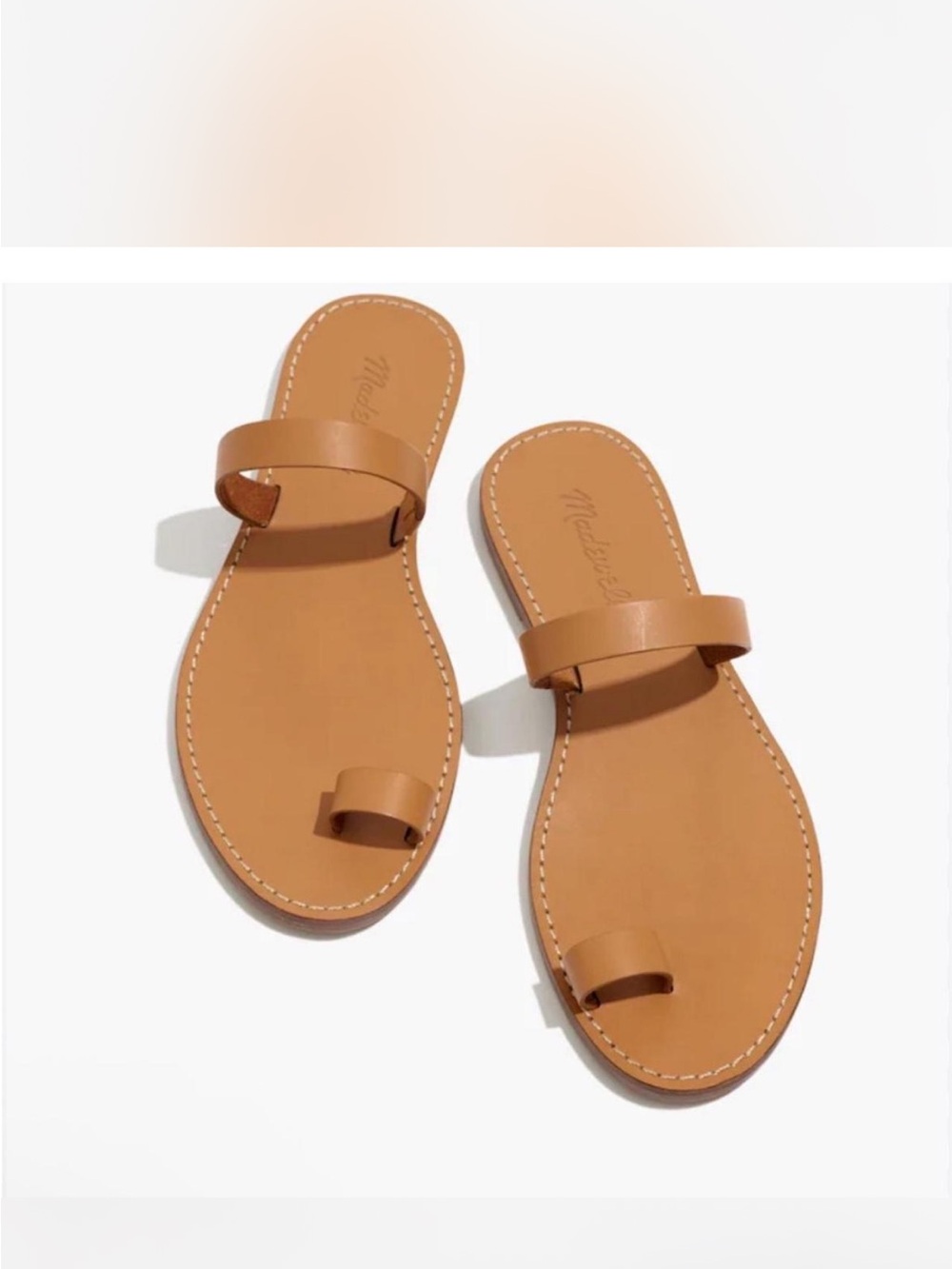 Madewell Cognac Leather Toe-Ring Slide Sandals